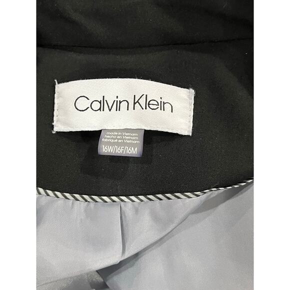 Calvin Klein Women's Single Breasted Lined Metal Button Black Suit Blazer Sz 16W - Picture 7 of 11